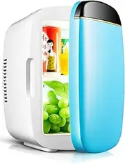 Mini Fridge Small Refrigerator Fast Cooling 6 Liter/6 Cans Skin Care Refrigerator, Cooler And Warmer Refrigerators With 12v DC And 220v Ac For Skin Care,Drinks,Food,Blue