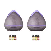 2 x PureSpa Ultrasonic Diffusers + 6 Diffuser Oils Set Violet