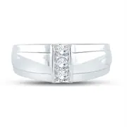 14k White Gold Round Diamond Wedding 3-Stone Band Ring 1/4 Cttw