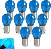 Sephile 10 PCS 1157 Car Halogen High-brightness Brake Light, 12V 21/5W BAY15D Double Tail High Low Foot Brake Light Bulb, 360-degree Non-dead Angle Lighting Accessories, Suitable for Most Cars (Blue)