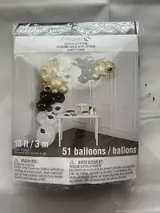 Celebrate It Black Gold White Graduation 51 Balloon Garland Kit