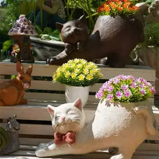 多肉綠植花盆栽可愛動物網紅小貓擺件民宿庭院露陽臺創意花園裝飾