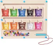 Magnetic Color and Number Maze- Wooden Counting Number Matching Color Magnet Game Board for 2 3 4 5 Year Olds Girl Boy Birthday Idea Toddlers Preschool Educational Montessori Toys