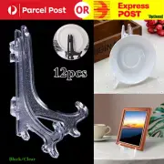 12pcs Clear Plastic Display Plate Stand Easel Photo Picture Bowl Holder