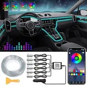 HERANE Car LED Interior Strip Lights RGB Multicolor Ambient Lighting Kits 6 in 1 with 315 inches Fiber Optic APP Wireless Bluetooth Control Car Neon Light Kit, Music Sync and Sound Active Function