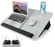 2-in-1 Bed Table & Lap Desk with Soft Cushions, 17inch Laptop Desk for Bed, Foldable with Wrist Rest, Computer Tray Table with Tablet & Phone Holder, Ideal for Bed Desk, Sofa & Chair-60 * 40cm