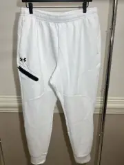 Under Armour UA Unstoppable Fleece Joggers White Black 1379808-100 Men Sz XL NWT