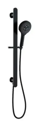 Matt Black Wide Rail Sliding Shower Set With Direct Water Inlet Design