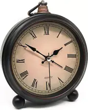 Vintage Retro Analog Alarm Clock, 4 Inch Super Silent Non Ticking Small Clock wi