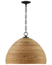 Lumanity Marigot Rattan Single-Light Dome Pendant