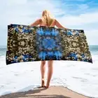 Premium Design Large Beach Towel - Spring Flowers - Bayern Blue AMV2