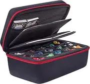 SIQUK Dice Storage Case Big Capacity DND Dice Case Dice Organizer Box Dice Holder Case with Handle and Double Removable Slotted Tray Dice Organizer Case, Red, Pouch