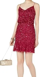 [Adrianna Papell] Womens Mesh Sequined Mini Dress