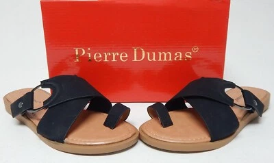 Pierre Dumas Cosmo-1 Size 5.5 M Women's O-Ring Toe Loop Flat Slide Sandals Black