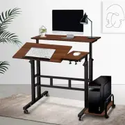 Portable Laptop Desk Mobile Twin Computer Table With Adjustable Standing Height