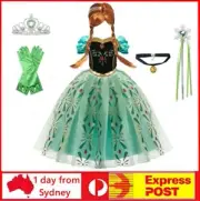 Girls Frozen Anna Party Dress Wig Costume Cosplay Halloween Book Week 2-10 Years