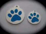 SMALL/LRG Round Glitter Enamel engraved Pet ID Name Tag Cat Dog free split ring
