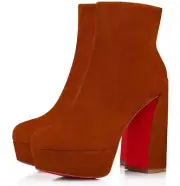 Christian Louboutin Movida Booty 130 Brown Foxy Platform Block Heel Boot 40