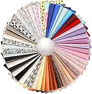 LOTOFUN 30 Pieces Random Colors Faux Leather Sheets 8X 6Inch Multiple Styles Mixed Glitter Grain Texture Embossed Pattern Printed Colored Leather for Earrings Making Hair Bow and Crafts DIY