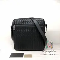 在飛比找蝦皮購物優惠-二手正品BOTTEGA VENETA 編織 牛皮 斜背包 黑