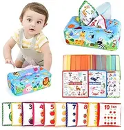 Manrock Baby Tissue Box Toy, Montessori Educational Toys for Babies 6 to 12 Months, Newborn Toy Infant Toddlers Sensory Toys