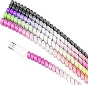 Rancco Cable Protector Headphone Cord Saver/Wire Repair/Pet Cord Protector, 5 Pcs 140cm Universal DIY Candy Color Spiral Strain Relief Cord Sleeves for Data Cable, Charger, Earphone etc