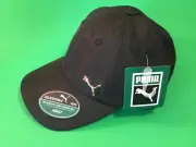 New PUMA Stretch Fit Adult Unisex Snapback Cap Hat ONE SIZE Black w/Gold Puma