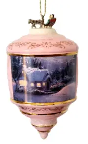 Thomas Kinkade Heirloom Glass Ornament Set of 3 - Winter Chapel, Tranquility