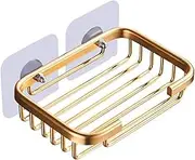 Gold Soap Dish for Shower - Creative Hanging Drain Rack, Self Adhesive Holder, Storage Rack - Damage Free, Drill Free Bathroom Accessories