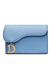Dior Saddle Flap Card Holder in Cornflower Blue