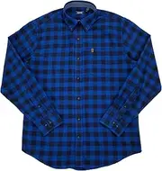 [IZOD] Mens Blue & Black Plaid Long Sleeve Button-Down Flannel Shirt