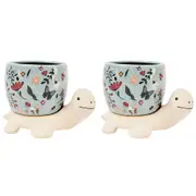 2x Urban Products Turtle Themed Medium Planter Home Garden Decor Lilac Sand 16cm