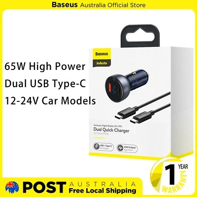 Baseus 65W Particular Digital Display QC PPS USB Type-C Dual Fast Car Charger
