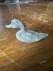 Vintage Spoontiques Mini Pewter Duck 1" Tall