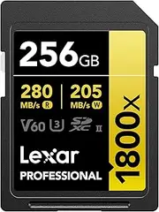 Lexar Professional 1800X SDXC UHS-II SD Card, Capacity 256GB