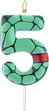 Turtle Shell Birthday Candles, Green Red Turtle Shell Birthday Number Candle Paraffin Turtle Candle Turtle Birthday Decorations Number Candle (Number 5)