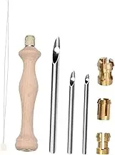 SEWACC Wooden Embroidery Kit 5-Head Adjustable Punch Needles for DIY Cross Stitching Craft Projects for Beginners