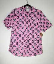 Eva Rose Size Medium M Raccoon Polka Dot Button Blouse NWT