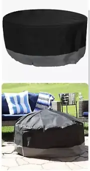 40 in 2-Tone Polyester Round Outdoor Fire Pit Cover - Gray/Black by Sunnydaze