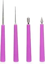 4pcs Jewelry Reamer Tool, Diamond Tipped Bead Reamer Beading Hole Enlarger Tools Bead Reamer with Plastic Handles for Enlarging Holes Plastic Glass Metal Beads Jewelry Making(Purple)