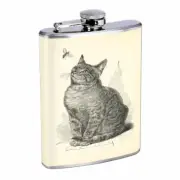 Vintage Cat Em1 Flask 8oz Stainless Steel Hip Drinking Whiskey