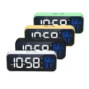 Mirror Alarm Clock LED Music Wall Digital Clock Time Temperature Humidity Displa