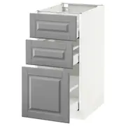 METOD base cabinet with 3 drawers, white Maximera/Bodbyn grey, 40x60x80 cm