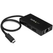StarTech 3 Port USB 3.0 Hub with USB-C and GbE, USB Type-C, USB C Hub - HB30C3A1GE