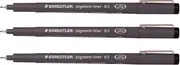Staedtler 0.5 mm Pigment Liner Fineliner Sketching Drawing Drafting Pens Pack of 3