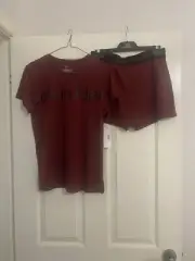 Calvin Klein Ladies Pyjama Set Cordovan Small