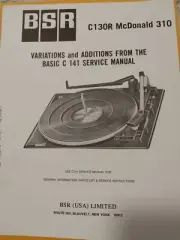 BSR C130R McDonald 310 Turntable Service Manual Photocopy
