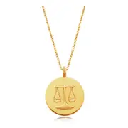 Culturesse She Is Libra Artisan Zodiac Pendant Fashion Necklace 24K Gold Plating