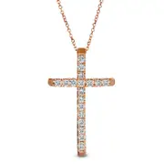 0.5 CT. T.W. Certified Natural Diamond Cross Pendant in 14K Rose Gold (H/I1)