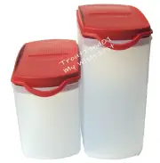 TUPPERWARE Space Makers Modular Containers 1.0L and 1.6L with Hinged Red Seals